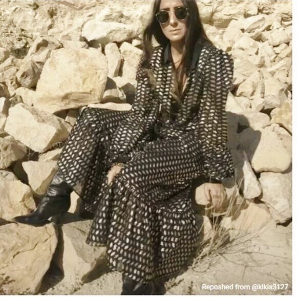 ZARA Metallic Long Dress with Flounced Hem NWT - Picture 8 of 10